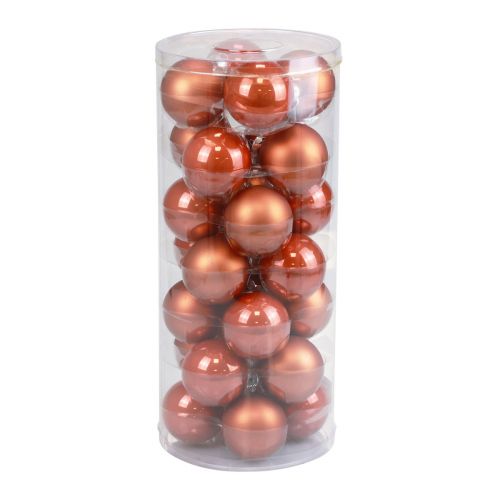 Floristik24 Mini kerstballen glas roodbruine glazen bollen Ø4cm 24 st