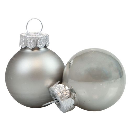 Mini kerstballen glas zilver glans/mat Ø2,5cm 20st