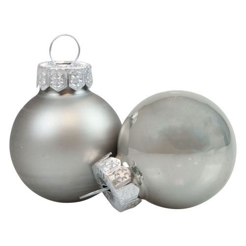 Mini kerstballen glas zilver glans/mat Ø2,5cm 20st