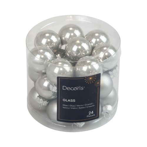 Floristik24 Mini kerstballen glas zilver glans/mat Ø2,5cm 20 st