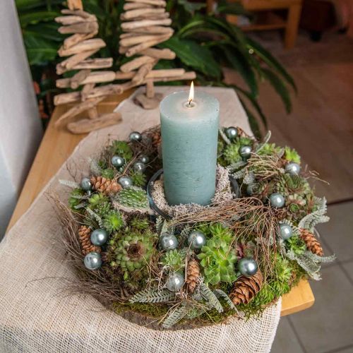 Floristik24 Mini kerstballen mint spiegel bessen glas Ø25mm 140st