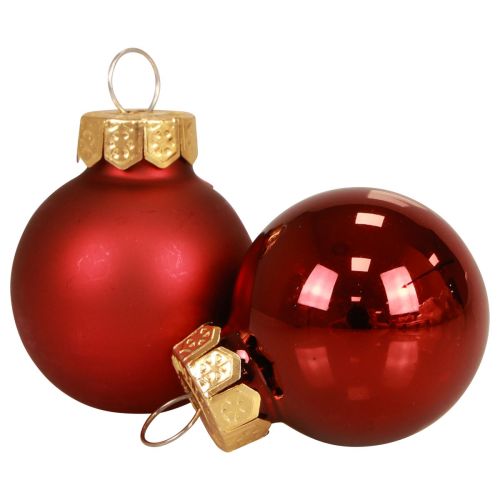 Floristik24 Mini kerstballen rood mat/glanzend Ø2,5cm 20 st