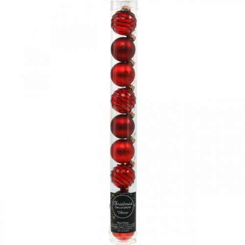 Artikel Mini kerstballen rood mix echt glas Ø3cm 9 st