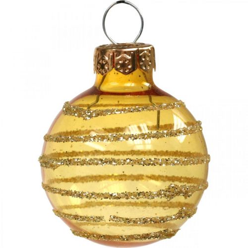 Floristik24 Mini kerstballen rood/geel mix echt glas Ø3cm 9st