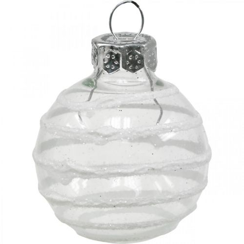 Artikel Mini kerstballen wit, zilver echt glas Ø3cm 9 st