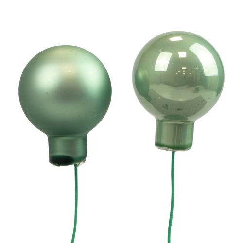 Floristik24 Mini kerstballen op draadglas groen Ø2,5cm 140st