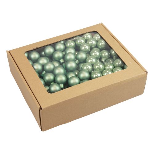 Floristik24 Mini kerstballen op draadglas groen Ø2,5cm 140st
