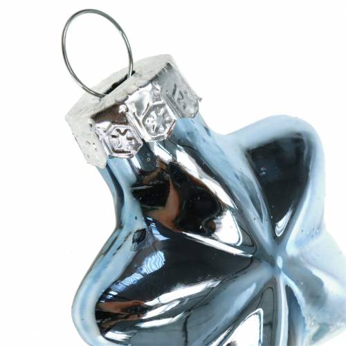 Floristik24 Mini kerstboomversiering mix assorti glas wit, blauw 12st