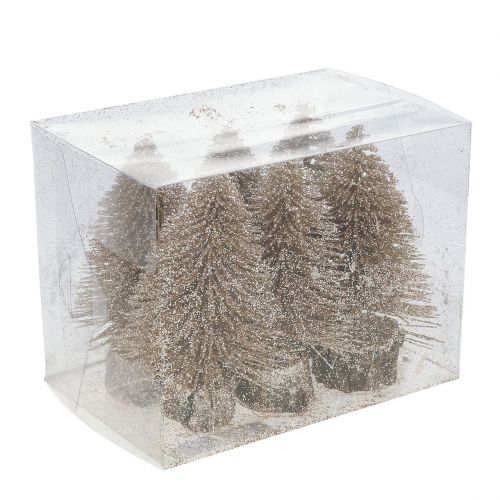 Floristik24 Mini kerstboom goud met glitter 6st