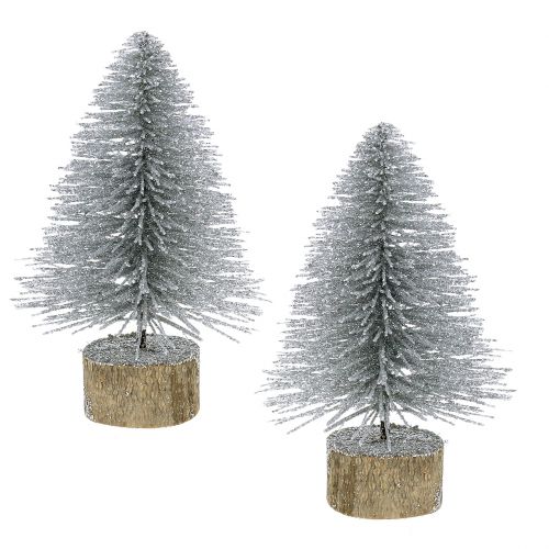 Floristik24 Kerstboom zilver met glitter 6st