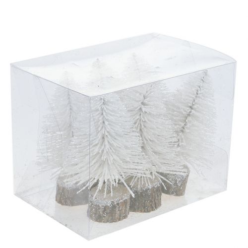 Floristik24 Mini kerstboom wit glitter 6st
