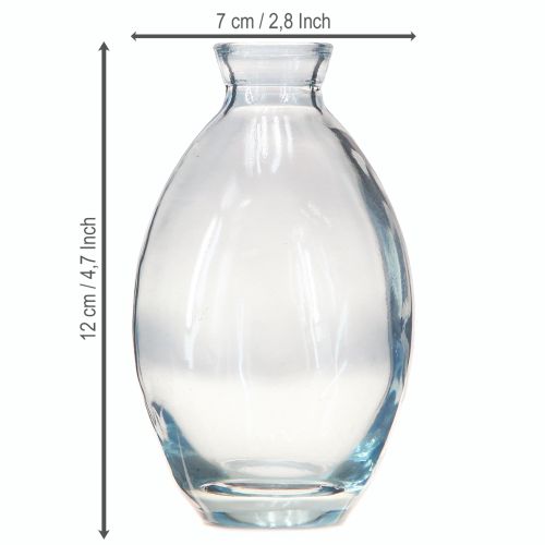 Artikel Mini vaasjes bolvormige decoratieve vazen glas blauw getint H12cm 6 stuks