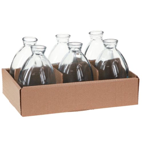 Artikel Mini vaasjes bolvormige decoratieve vazen glas blauw getint H12cm 6 stuks