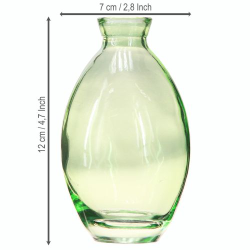 Artikel Mini vaasjes glas bolvormige glazen vazen groen getint H12cm 6 stuks