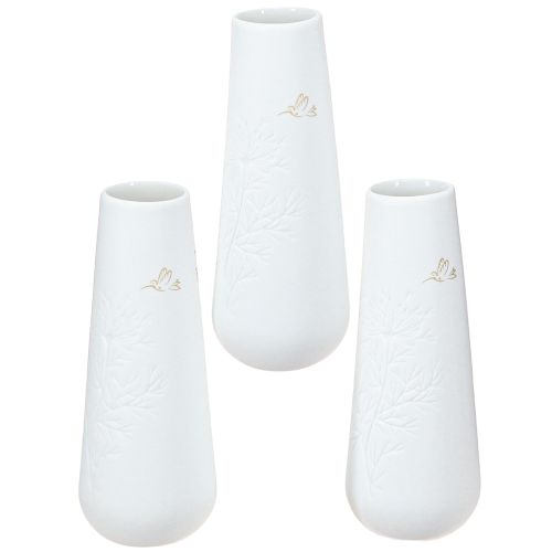 Porseleinen vaas wit met goudmotief – Elegante bloemenvaas in een set van 3 H12cm 3 st.