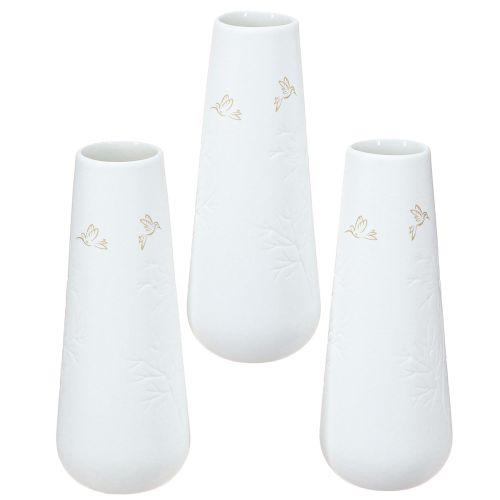 Artikel Porseleinen vaas wit met goudmotief – Elegante bloemenvaas in een set van 3 H12cm 3 st.