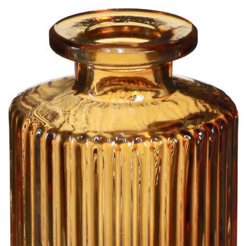Artikel Minivaasjes van glas oranje met groevendecor H13cm 6 st