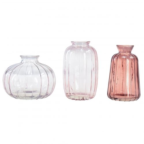 Floristik24 Minivazen Glazen siervazen Bloemenvazen H8,5–11 cm set van 3