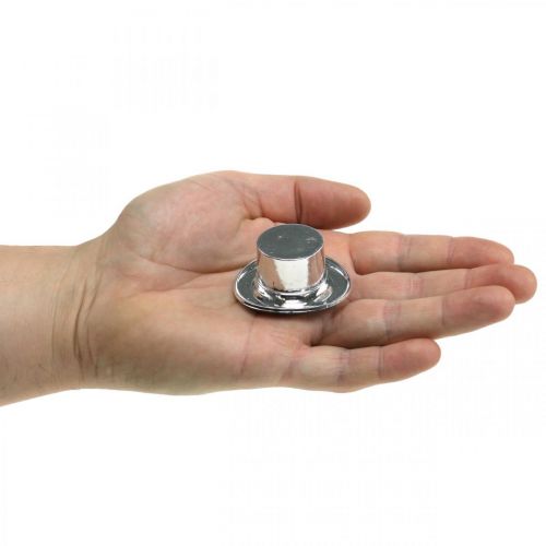 Floristik24 Minicilinder, oudejaarsstrooidecoratie, tafeldecoratie voor nieuwjaar zilver H2,5cm L5cm 9 st
