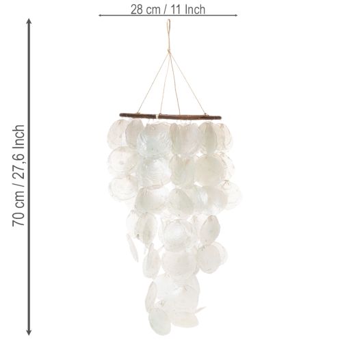 Windgong met Capiz-schelpen, rond, 70 cm lang, voor balkon of tuin. | Floristik24.nl