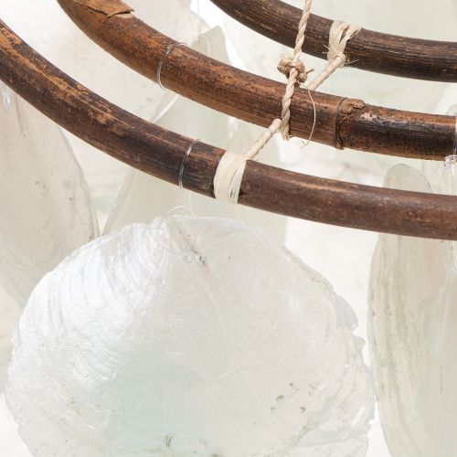 Windgong met Capiz-schelpen, rond, 70 cm lang, voor balkon of tuin. | Floristik24.nl