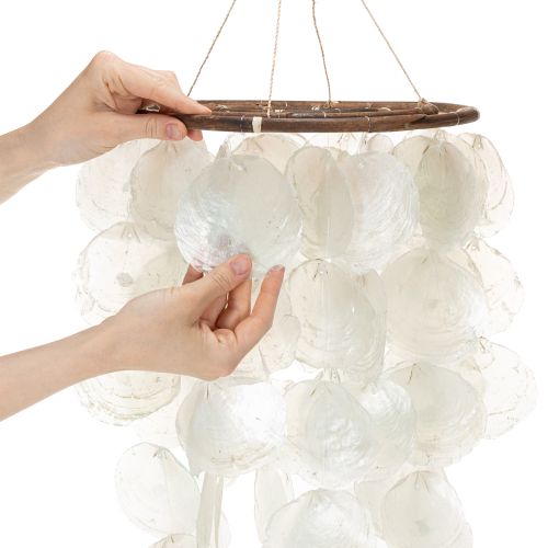 Windgong met Capiz-schelpen, rond, 70 cm lang, voor balkon of tuin. | Floristik24.nl