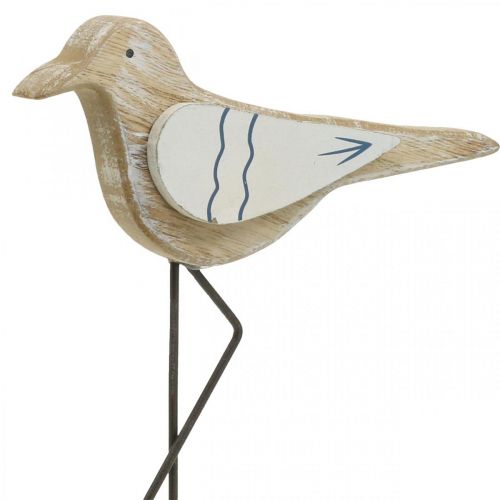 Floristik24 Houten zeemeeuw, maritieme decoratie, kustvogel Shabby Chic, blauw en wit H25cm