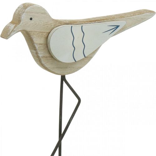 Artikel Zee decoratie, deco zeemeeuw gemaakt van hout, shabby chic, blauw en wit H32cm