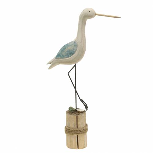 Floristik24 Waadvogel hout wit blauw 21.5x5.5cm H37cm