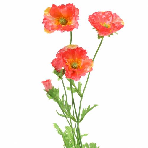 Floristik24 Kunst klaproos roze, gele klaproos zijde bloem 67cm