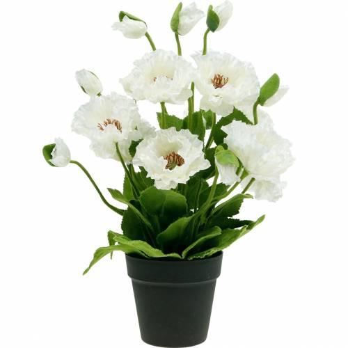 Artikel Papaver in een pot witte zijden bloemen florale decoratie