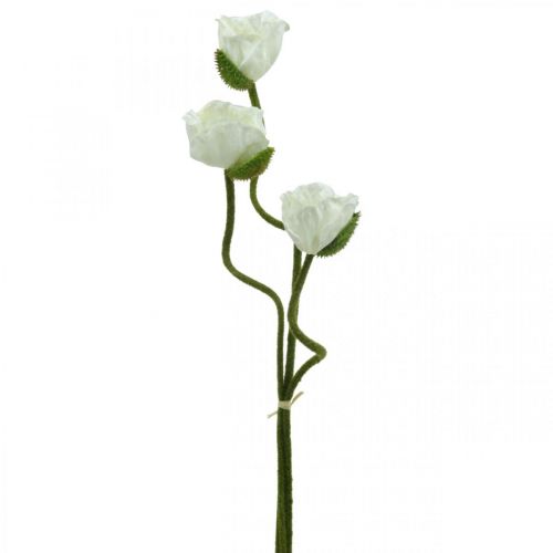 Kunstbloem Kunstbloem Poppy Corn Rose Wit L55/60/70cm Set van 3