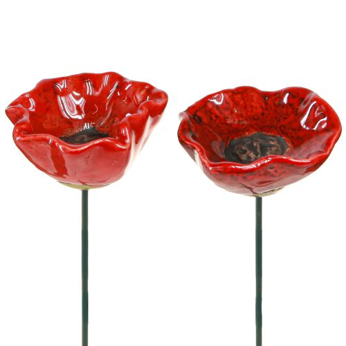 Floristik24 Klaproos keramiek sierbloemplug klaproos rood 5cm 8 st