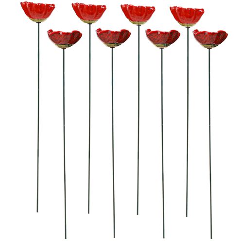 Floristik24 Klaproos keramiek sierbloemplug klaproos rood 5cm 8 st