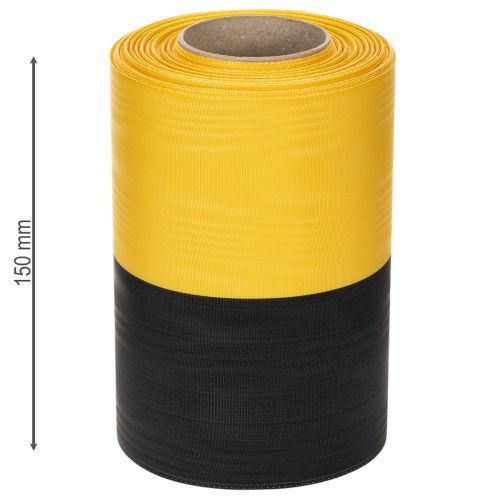 Artikel Moiré kranslint 150 mm geel-zwart - rouwlint, sjerp, decoratie, clublint - rol van 25 m
