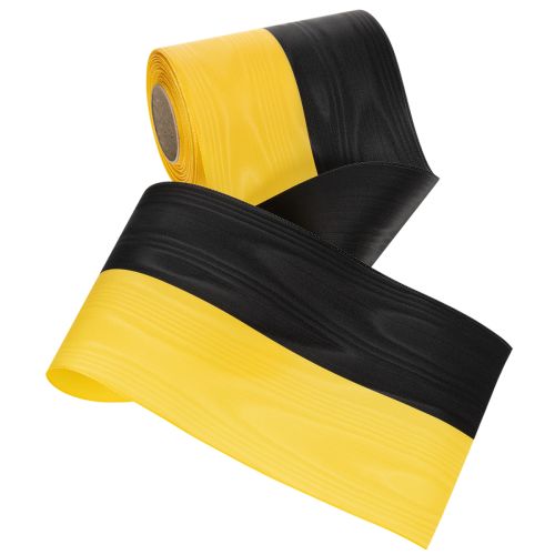 Artikel Moiré kranslint 150 mm geel-zwart - rouwlint, sjerp, decoratie, clublint - rol van 25 m