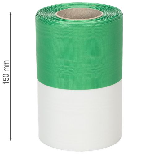 Artikel Moiré kranslint groen-wit 150 mm, decoratief lint, striklint, taftkwaliteit 25 m