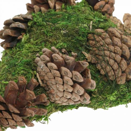Floristik24 Grafdecoratie mos hart met kegels voor rouwarrangement 20×13cm