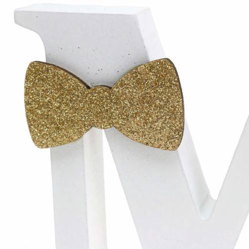 Floristik24 Sierletters Mr &amp; Mrs hout wit, goud gesorteerd H11/13,cm set van 4