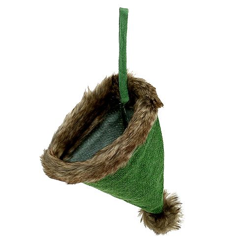Floristik24 Muts met bontrand om 28 cm groen op te hangen