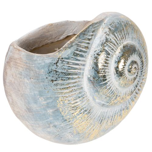 Decoratieve slakvormige container voor maritieme en natuurlijke wanddecoratie, grijs, 21 cm