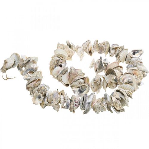 Artikel Slinger met schelpen, maritieme decoratie, zomer, schelpenketting natuurlijke kleuren L130cm
