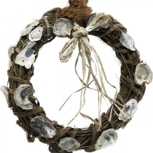 Floristik24 Schelpkrans, decoratieve krans vine hout, natuurlijke schelpen Ø30cm