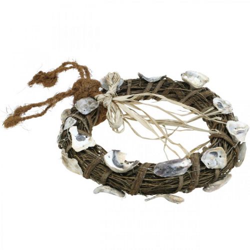 Floristik24 Schelpkrans, decoratieve krans vine hout, natuurlijke schelpen Ø30cm