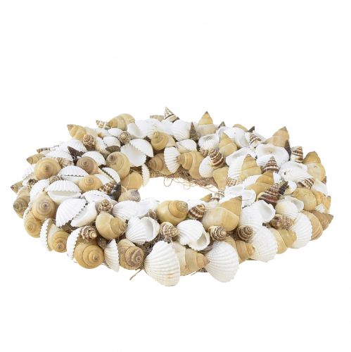 Artikel Schelpenkrans maritiem hangdecoratie kokos naturel wit Ø25cm