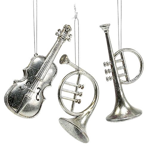 Floristik24.nl Muziekinstrumenten sorteren. - 14,5cm zilver 3st - goedkoop online kopen