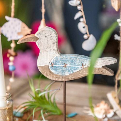 Floristik24 Zeemeeuw hout blauw wit 20cm × 5cm H25cm