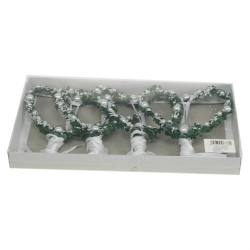 Floristik24 Mirte hart met lint, parels, buizen wit 4st