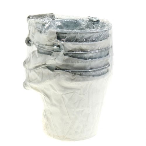 Floristik24 Zinken emmer met vlechtpatroon grijs, wit gewassen Ø10cm H9cm 6st