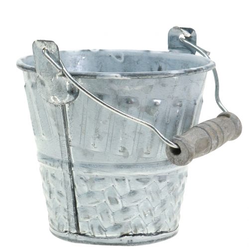 Floristik24 Zinken emmer met gevlochten patroon grijs Ø7cm H8cm 8st